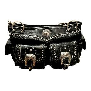 Montane West Western Black and Silver Purse with chain handles